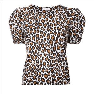 A.L.C puff sleeve Kati leopard print top